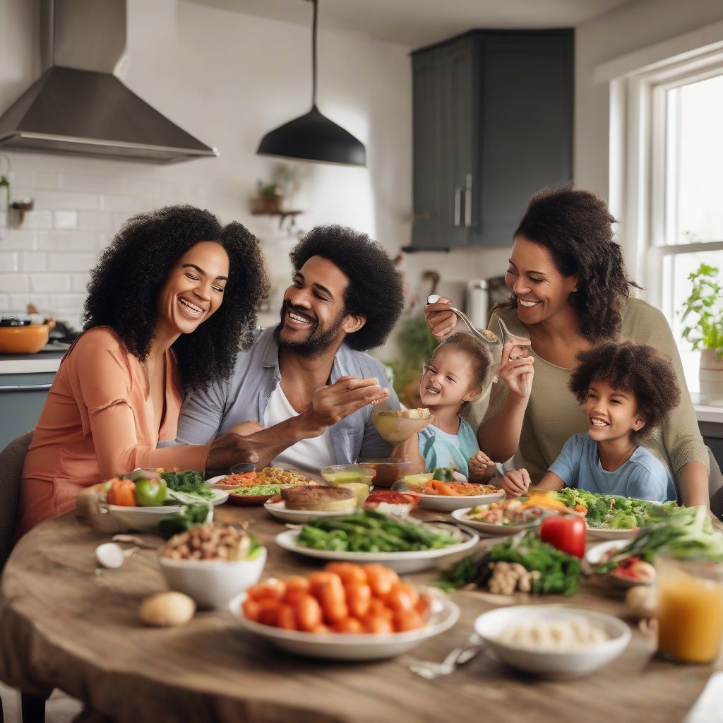 Family Enjoying Healthy Meal Cooked in Electric Pressure Cooker