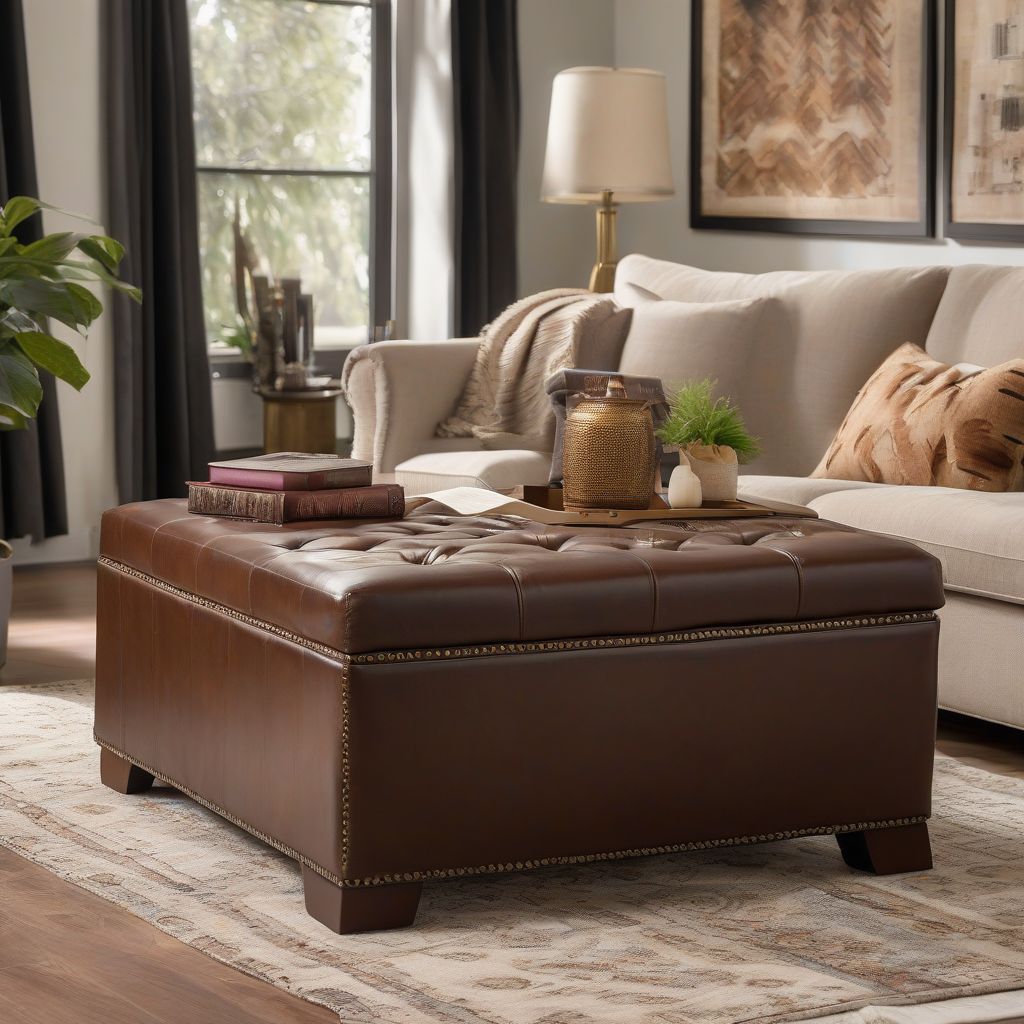 Leather Storage Ottoman