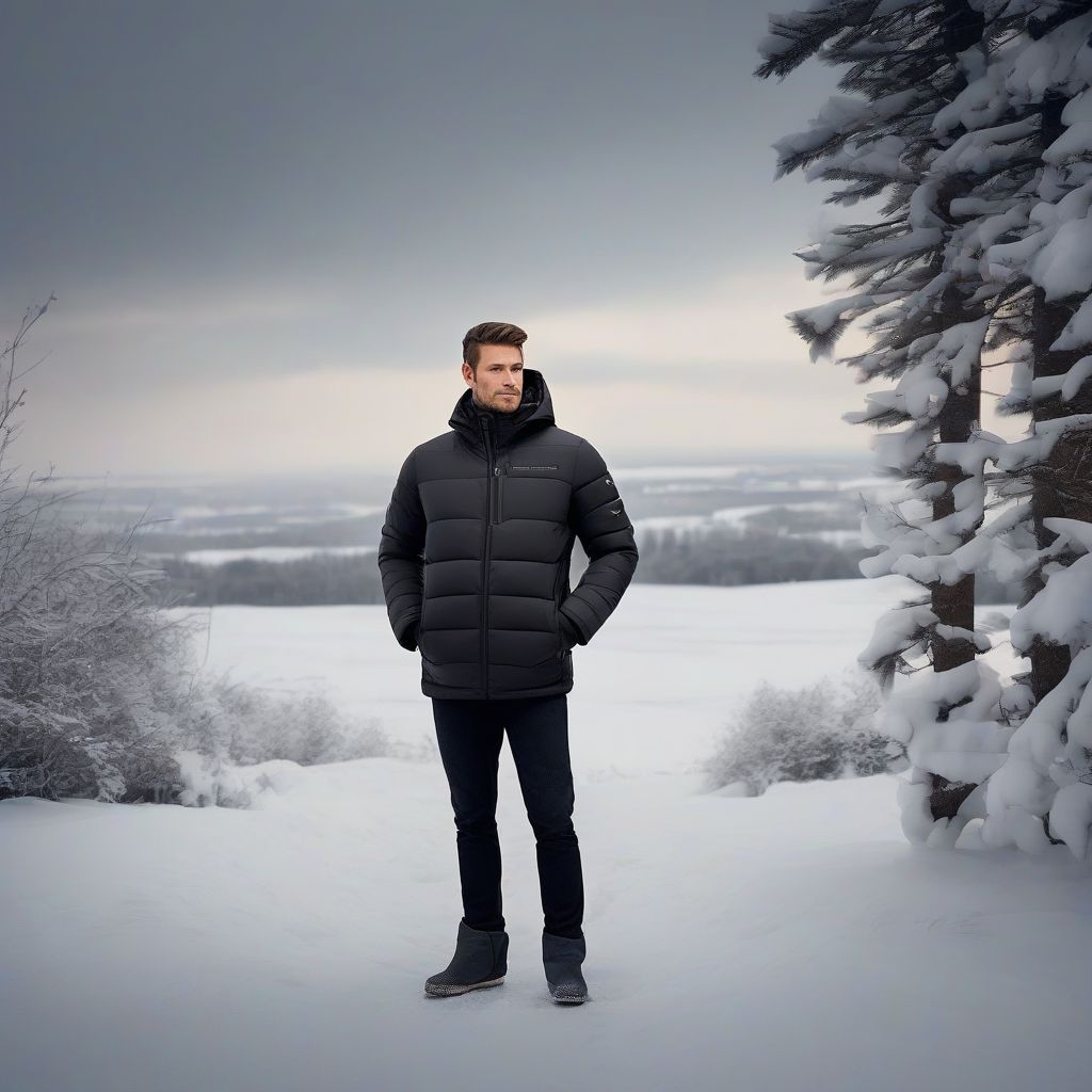 Man wearing heated jacket in winter